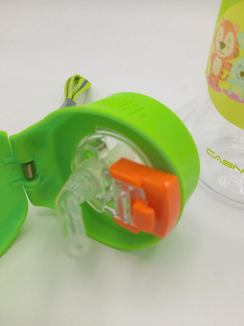 Пляшка для води CASNO 400 мл KXN-1195 Зелена (Малята-звірята) з соломинкою Київ - фото 9