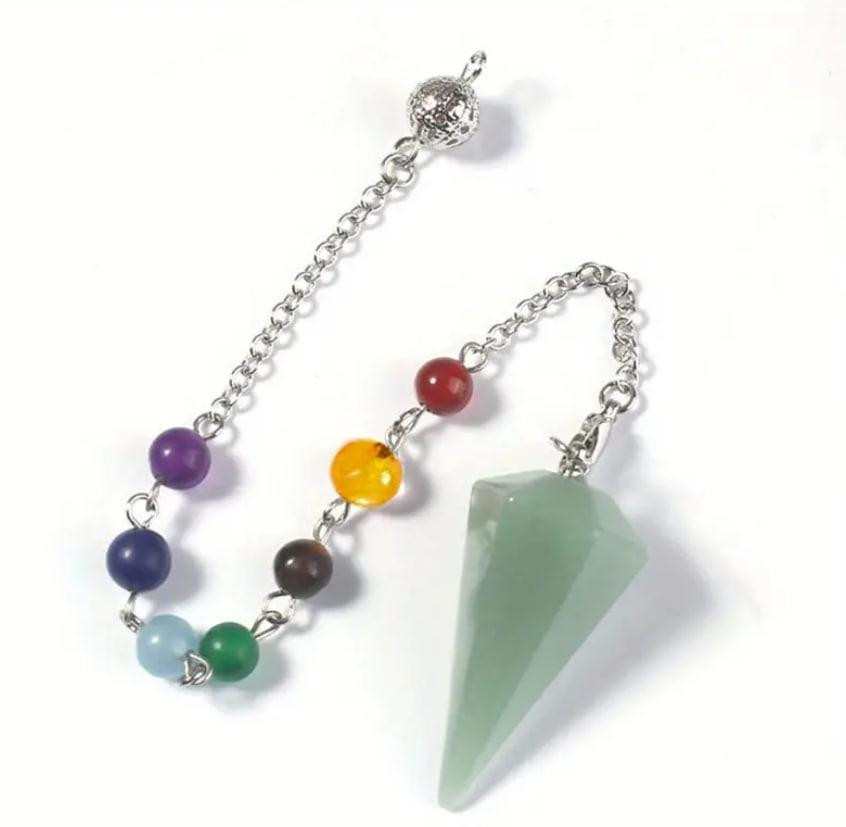 Маятник биолокационный из зеленого авантюрина, 2.9 см, на цепочке 22 см. Киев - изображение 1