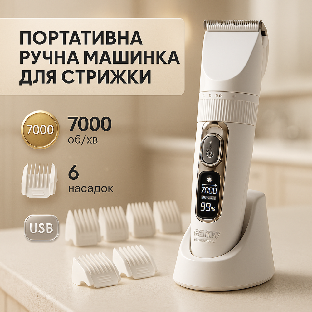 Беспроводной аккумуляторный триммер для стрижки волос Camry, Электрическая машинка для стрижки мощная PW-95 Львов - изображение 9