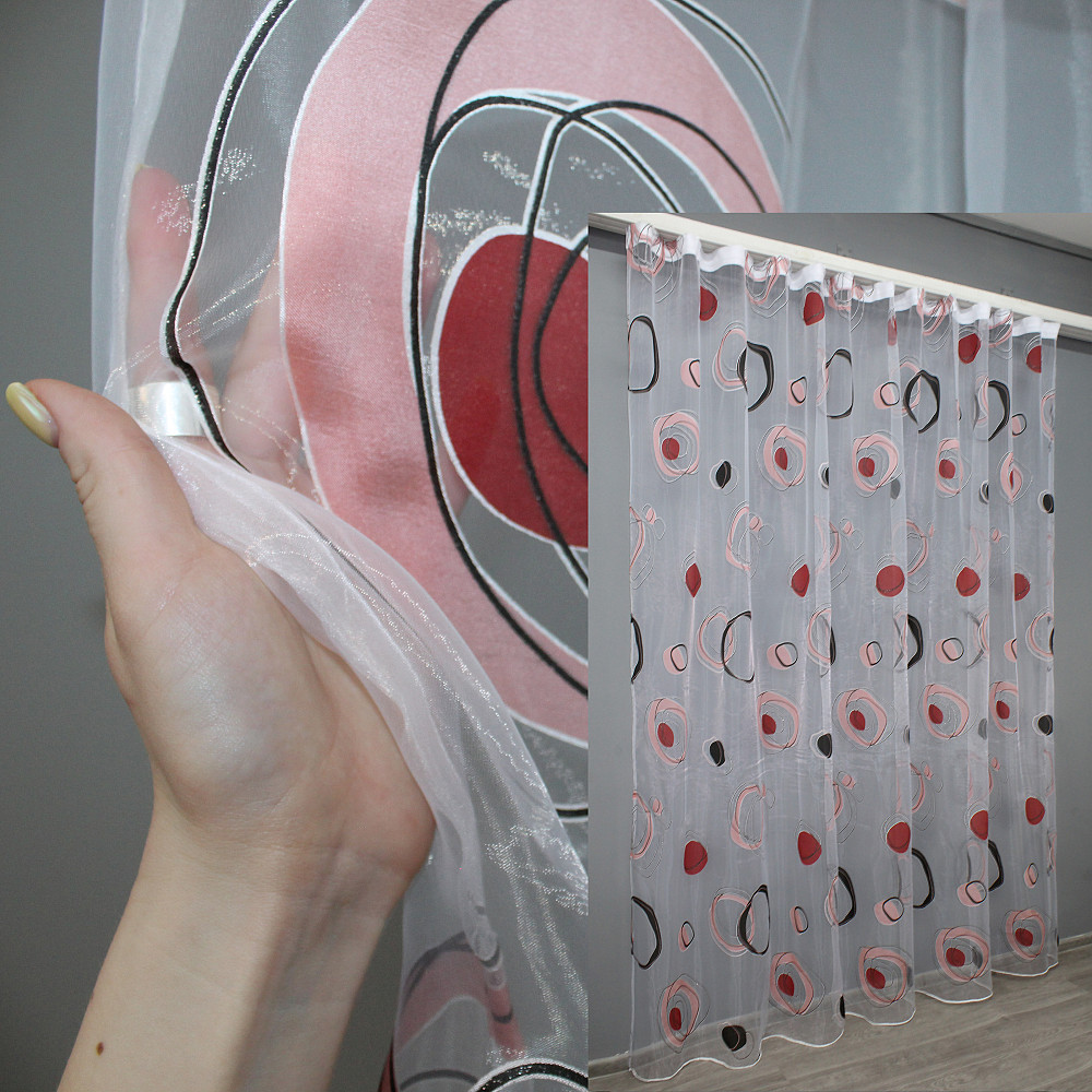 Тюль органза с принтом цвет разноцветный 1424т Киев - изображение 1