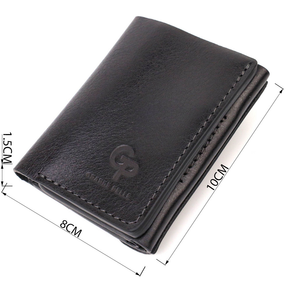 Практичное портмоне унісекс у три складання GRANDE PELLE 16789 Чорний Київ - фото 8