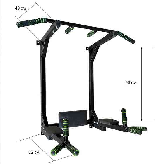 Тренажер турнік з підйомними брусами Iron Pro 4 в 1 NE-TR-5B, з м'якими ручками, чорний Вінниця