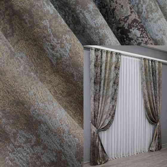Комплект готовых штор VR-Textil Мрамор Al-7 № 1462ш Серый с венге и бежевым 150х290 см 2 шт (33-0324) Киев