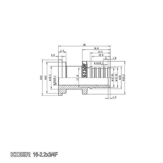 Перехідник з накидною гайкою під плоске ущільнення Koer KA.A08F-16S - 16(2.2mm) x 3/4"F (KR4866) Київ