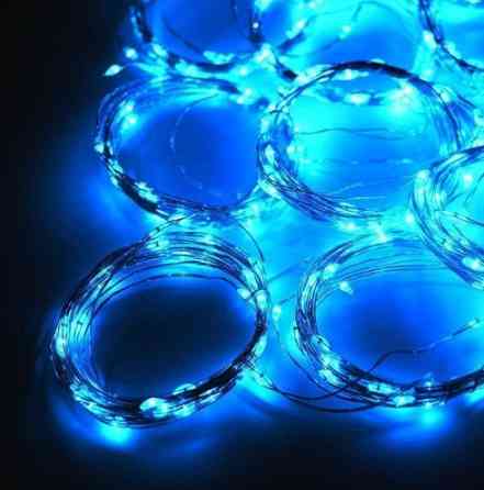 Гірлянда штора Роса 8х1.5м мікродіод 600 Led лампочок, 40 ниток 220В (Синє світло) Вінниця