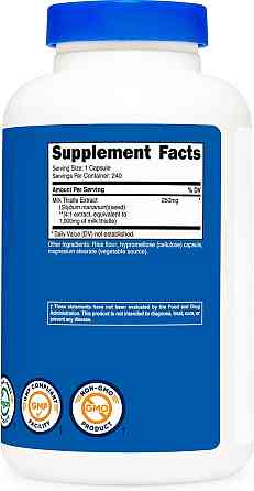 Екстракт плямистої розторопші Nutricost Milk Thistle 1,000 mg 240 Capsules Луцьк