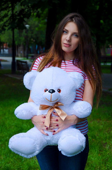Плюшевий ведмедик М'яка іграшка Томии 65 см Білий Тернопіль - фото 3