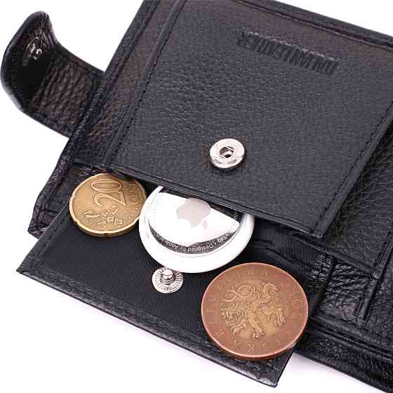 Горизонтальный бумажник среднего размера из натуральной кожи ST Leather 22454 Черный Киев