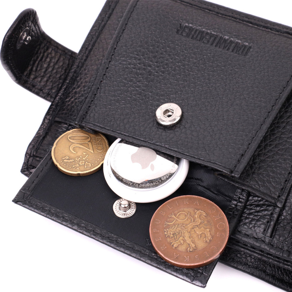 Горизонтальный бумажник среднего размера из натуральной кожи ST Leather 22454 Черный Киев - изображение 4