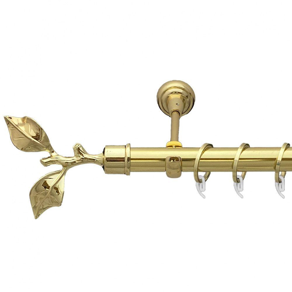 Карниз Orvit Листок Троянди металевий однорядний відкритий гладка труба кільце фасонне металеве  Золото 25 мм 200 см (7035271) Львів - фото 1