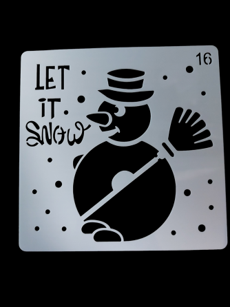 Трафарет на окна Снеговик 15 на 15 см серый Киев