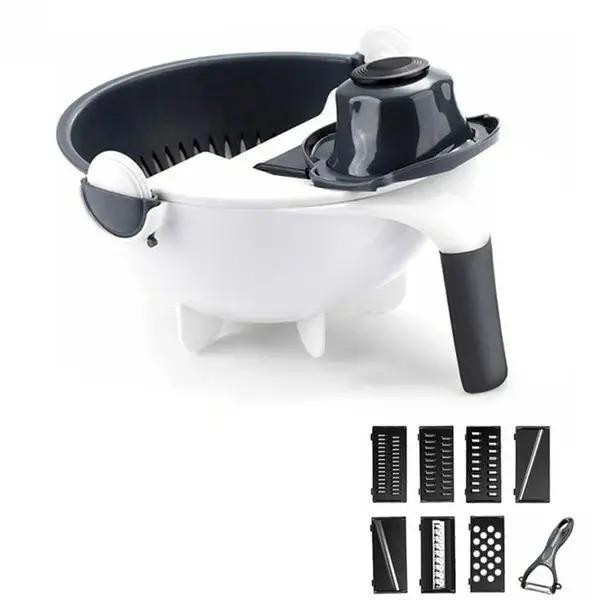 Многофункциональная овощерезка с дуршлагом Basket Vegetable Cutter 7 в 1: 7 лезвий, корзина для промывки, ручная Одесса - изображение 7
