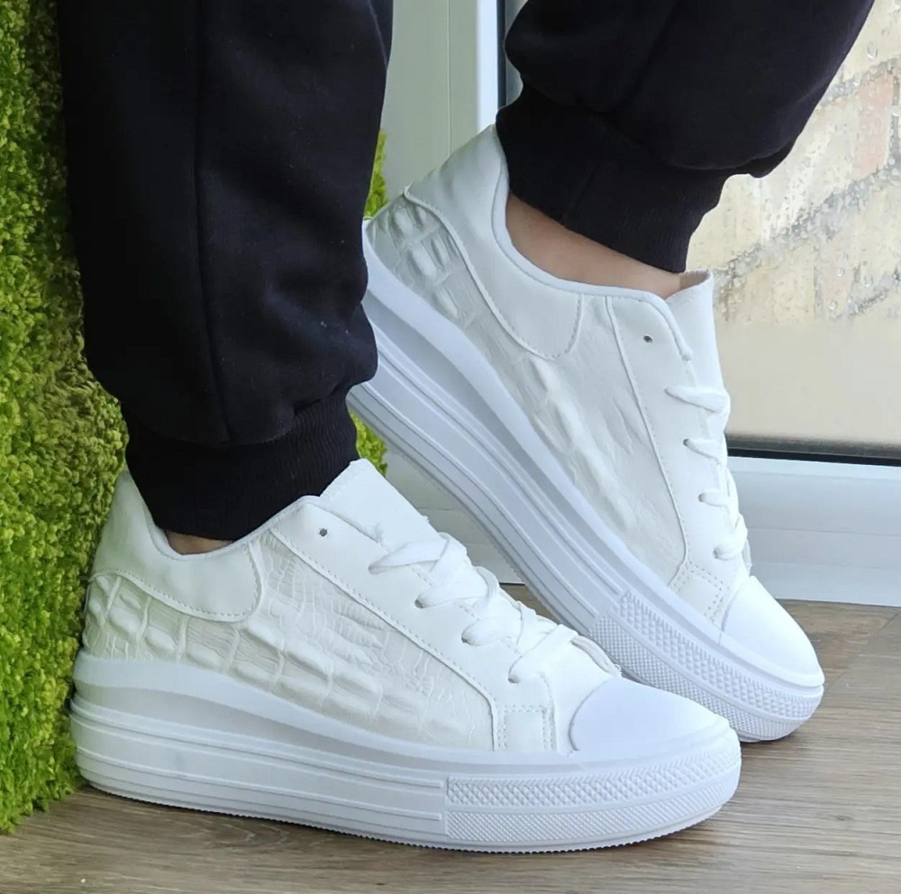 Жіночі Кросівки Кеди на Танкетці Білі Сліпони Мокасини на Платформі (розміри: 36,37,38,39,40,41) - 70-1 Дніпро - фото 2