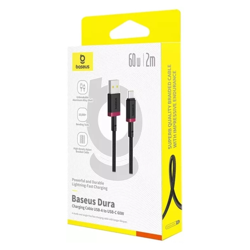 Кабель Baseus Dura 2м для швидкої зарядки USB-C Червоний+Чорний Київ - фото 5