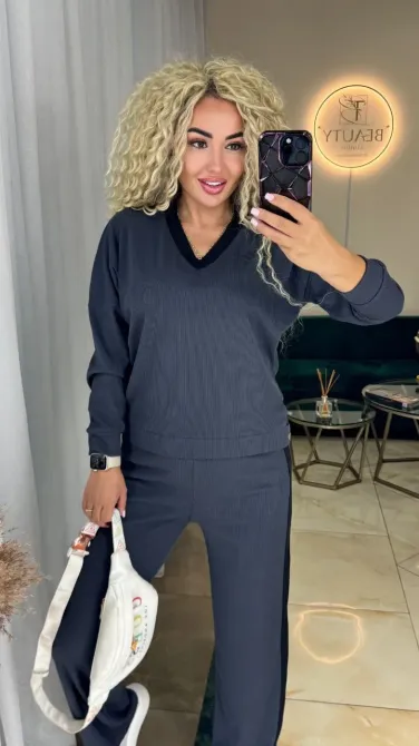 Жіночий костюм з рубчику з брюками палаццо Одеса - фото 9