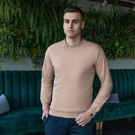 Свитшот мужской однотонный бежевый Pobedov 001 Киев