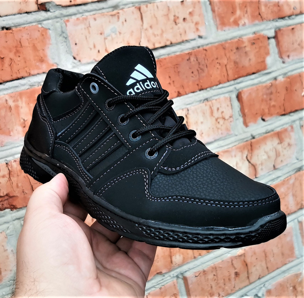 Кроссовки Adidas Мужские Чёрные Кожаные Адидас (размеры: 41,42,43) Видео Обзор Днепр - изображение 5