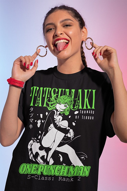 Футболка для хлопчика з аніме принтом Татсумакі Аніме Манга Віллаін оверсайз (зріст від 165 до 180) Чорний AnimeJ0249m Дніпро - фото 1