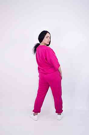 Костюм жіночий літній (футболка + штани) трикотажний Малиновий XL-2XL Харків