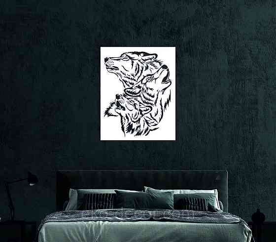 Декоративное настенное Панно «Волки» Декор на стену 110*90 см, Белый Киев