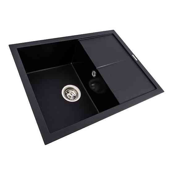 VALESO Комплект: Мийка гранітна 6550 CRIPTA VALESO + Змішувач Q411MB + Сифон (Чорний) Киев