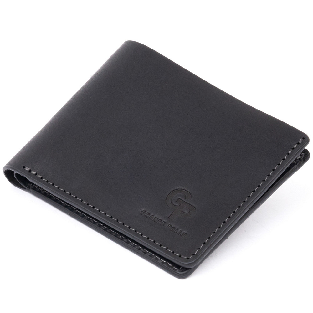 Портмоне на одне відділення в матовій шкірі GRANDE PELLE 11309 Чорне Київ - фото 4