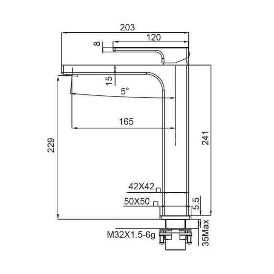 Високий змішувач для умивальника Koer KB-11009-01 хром (KR3500) Харків