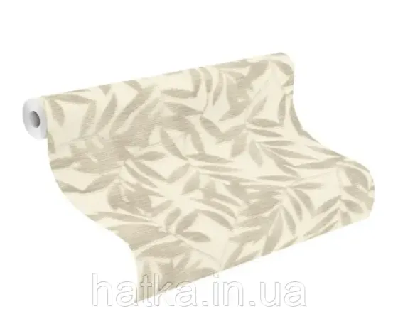 Шпалери вінілові на флізеліні Rasch Clasik 0,53х10 листя гілки ефект розмитості бежеві на білому Київ