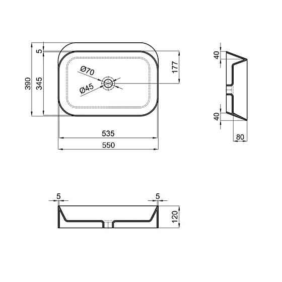 Раковина-чаша Qtap Scorpio 550х390х120 Matt black QT14112243MBN Київ