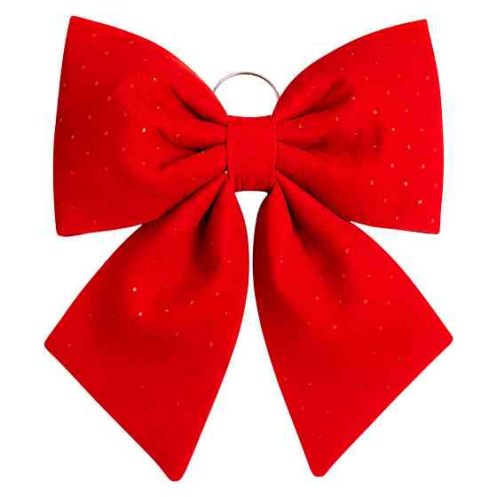 Оксамитовий бант для декору зі стразами на ялинку 35×45 (см) Червоний CR-2-7 Коломыя