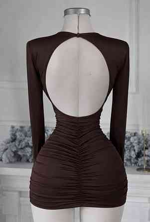 Женское спелое обаятельное мини платье качественный, плотный микродайвинг Шоколад, 42/44 Одесса