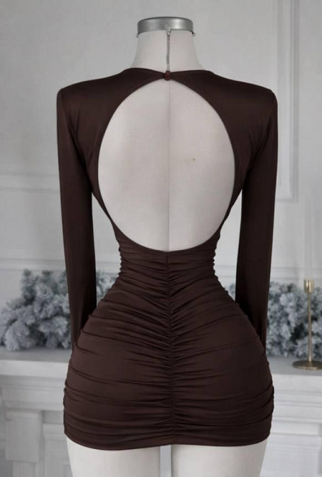 Женское спелое обаятельное мини платье качественный, плотный микродайвинг Шоколад, 42/44 Одесса - изображение 3