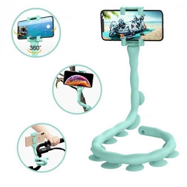 Гибкий держатель для телефона с присосками универсальный Cute Worm Lazy Holder. Цвет: голубой PX-53 Львов - изображение 2