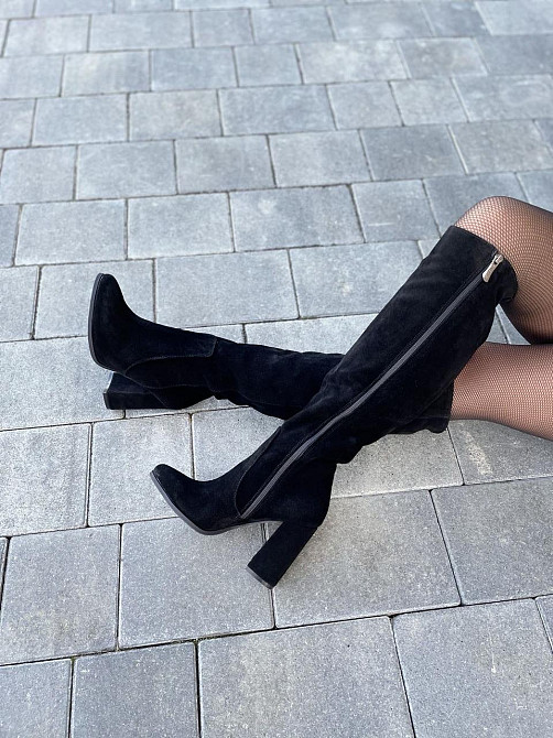 Nivelle Чоботи жіночі NIVELLE чорні замша натуральна высота 40см обхват 36-37см каблук 9.5см (5 Коломия - фото 9