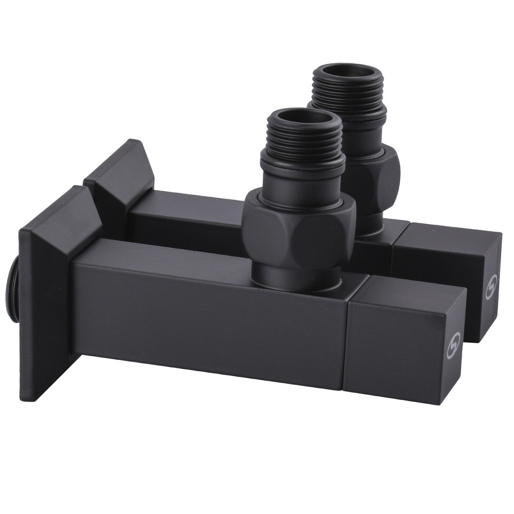 Набор Кран полуоборотный угловой с американкой SOLOMON LUX 1/2″ CUBE BLACK 8888 (1уп) Киев - изображение 1