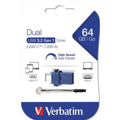 USB флеш накопичувач Verbatim 64GB Dual USB Drive USB 3.0/Type-C (49967) Вінниця - фото 2