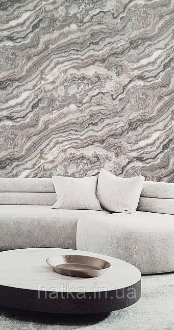 Шпалери вінілові на флізеліні AdaWall Roka 1.06х10 під камінь мармур сірі бежеві чорні срібло 3д 23102-4 Київ - фото 2