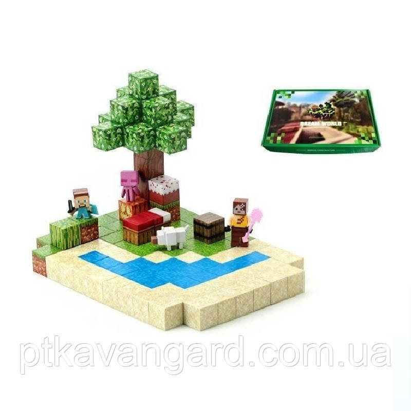 Магнитные блоки minecraft пляж 128 деталей, конструктор магнитный майнкрафт, с фигурками героев Хмельницкий - изображение 2