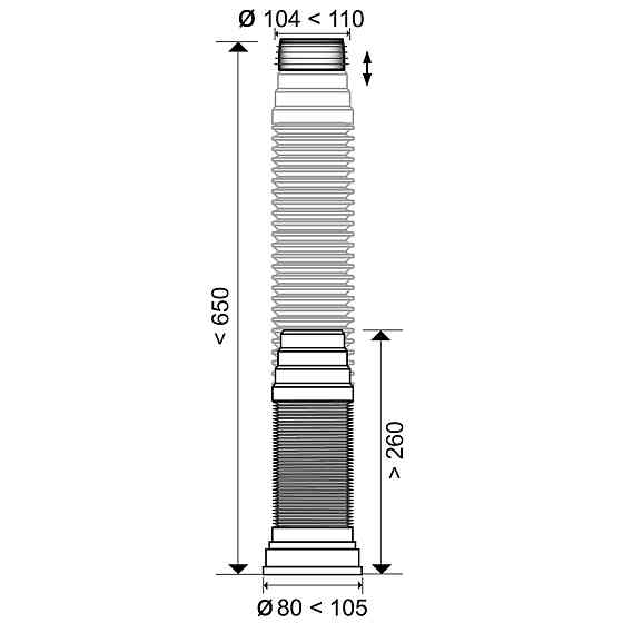 Wirquin Гофра для унитаза армированная Ø110мм 260-650мм Push-Fit WIRQUIN (9555300) Киев