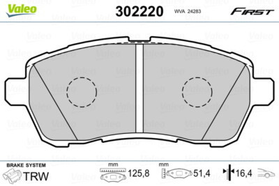 Колодки гальмівні передні Valeo 302220 (WVA24283) для Ford Fiesta / Mazda 2 Дніпро - фото 2