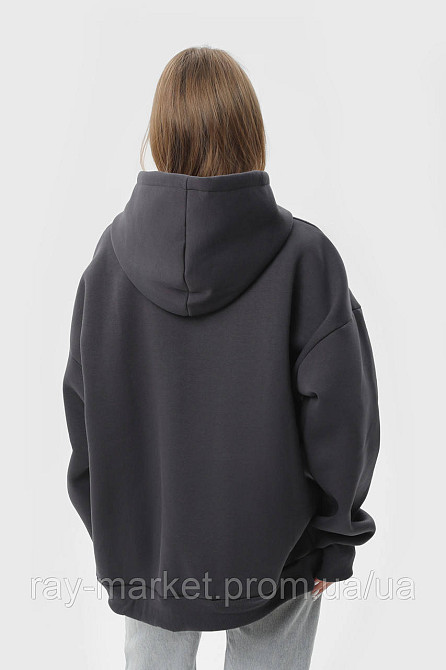 Худи оверсайз женское утепленное RAY OVERSIZE темно-серое (U0404W-Dark Grey) Киев - изображение 4