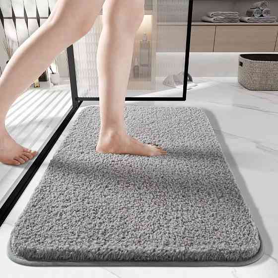 Коврик для ванной и душа коврик для ног в ванную,микрофибра атискользящий влаговпитывающий однотонный 50х80 см,grey Каменец-Подольский