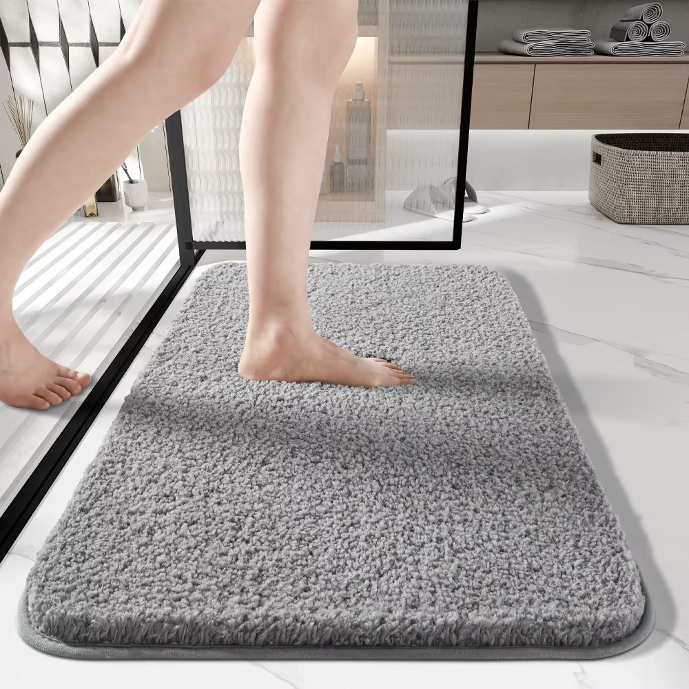 Коврик для ванной и душа коврик для ног в ванную,микрофибра атискользящий влаговпитывающий однотонный 50х80 см,grey Каменец-Подольский - изображение 3