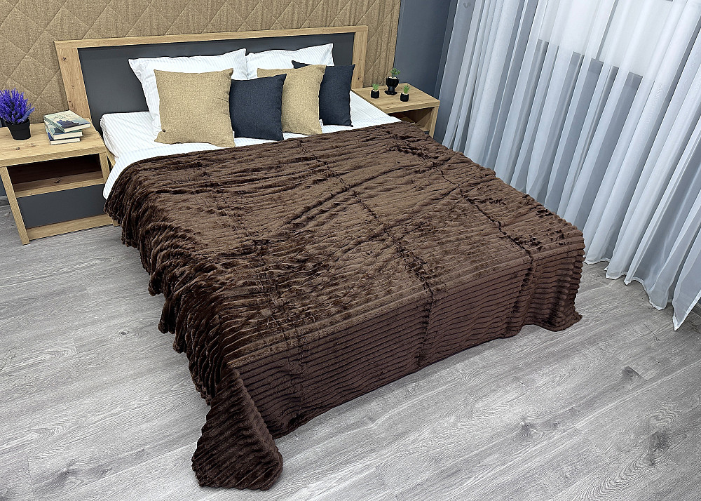 Плед-покривало смужка Шарпей 220х220 см (+-10см) Венге (87-197) Київ - фото 3