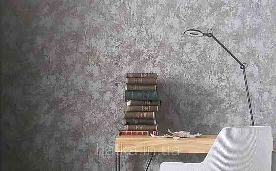 Шпалери вінілові на флізеліні Marburg Memoria 1.06х10 під штукатурку під старовину чорні сірі срібло Київ