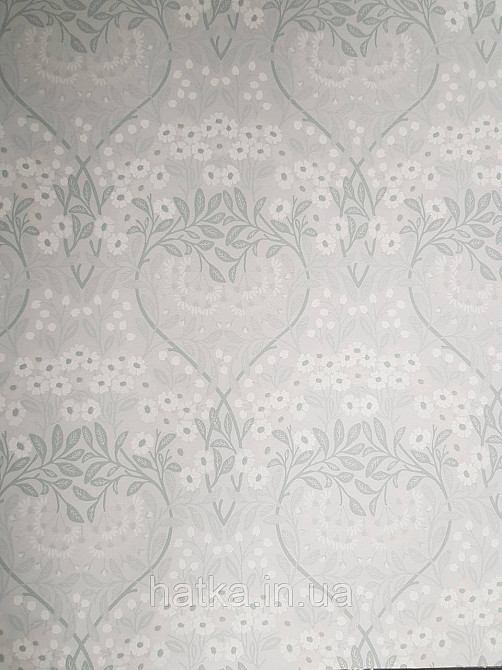 Шпалери флізелінові еко Rasch Sophia 0.53х10 рослинний принт квіти листя маленькі польові білі на сірому Київ - фото 4