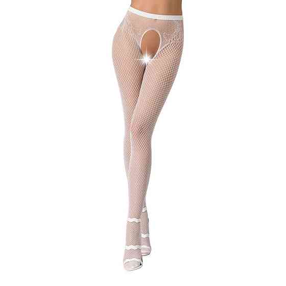 Сетчатые колготки-бодистокинги Passion S019 One Size, White, имитация трусиков, открытый доступ Sex Aura Киев