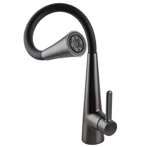Змішувач для кухні Globus Lux LAZER Pro GLPR-203SM-GPлатунь Графіт,гофровилив Чорний з душ.насадкою Київ