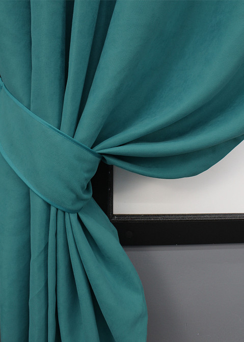 Комплект коротких штор VR-Textil Мікровелюр Petek № 1492ш Бірюзовий 130х170 см 2 шт (35-0214) Київ - фото 4