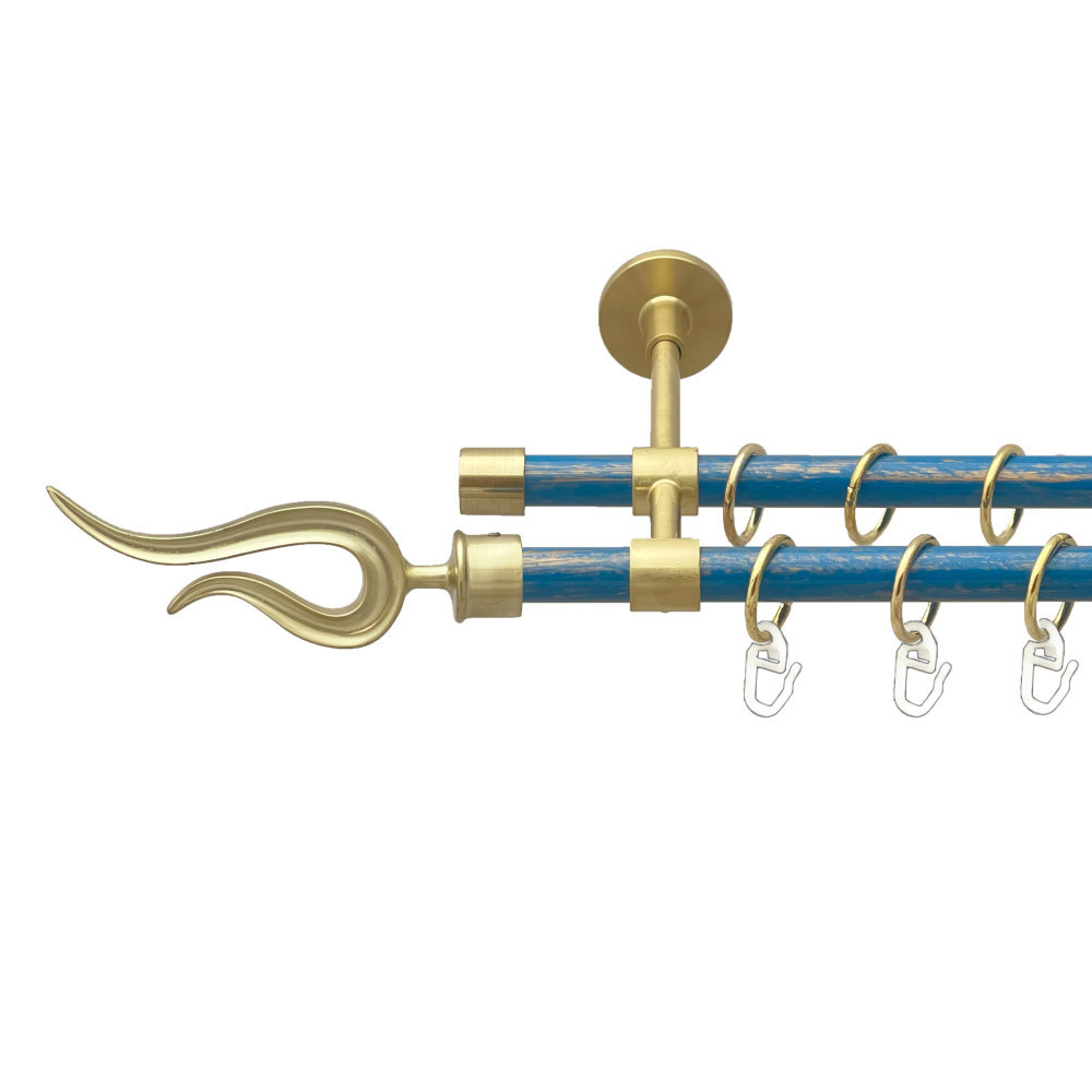 Карниз Orvit Віоло металевий дворядний закритий гладка труба кільце металеве Золото Матове - Блакить 16\16 мм 200 см (00-00025025) Львів - фото 1